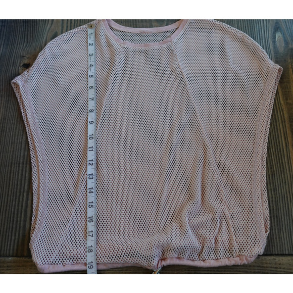 LIVE Top Womens Medium Pink Sheer Mesh Fishnet Activewear Muscle Tee T Shirt Y2K - Picture 7 of 7